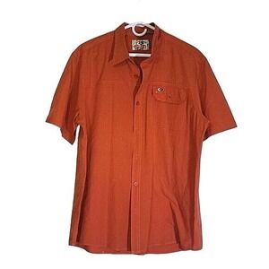 Mossy Oak Button‎ Down Shirt Mens XL Orange Short Sleeve outdoor hiking camping